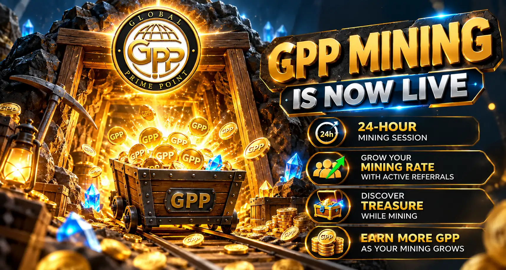 GPP Mining Is Now Live: Start Mining, Grow with Referrals and Discover Treasure